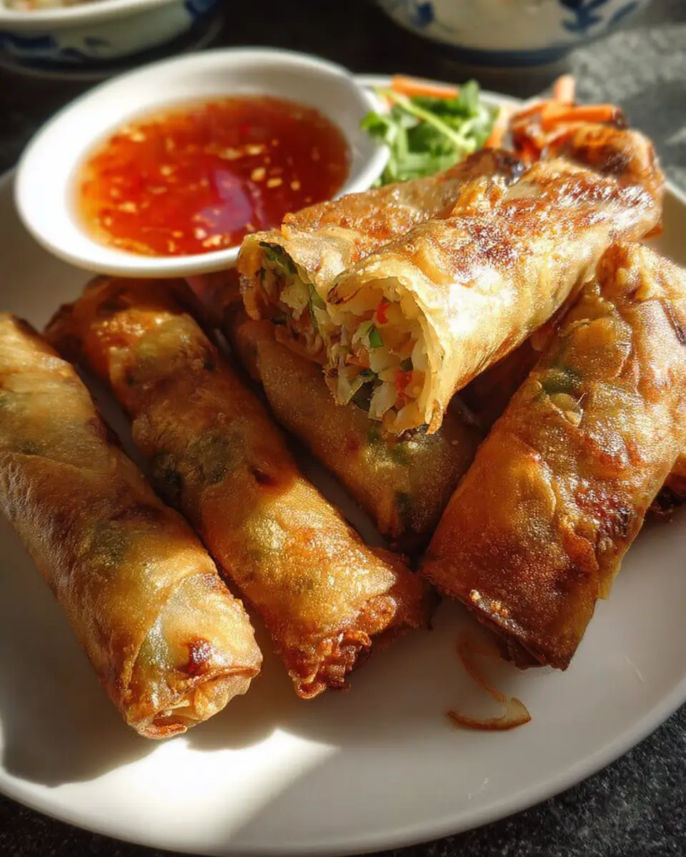 A delicious plate of air fryer spring rolls recipe that will amaze your taste buds