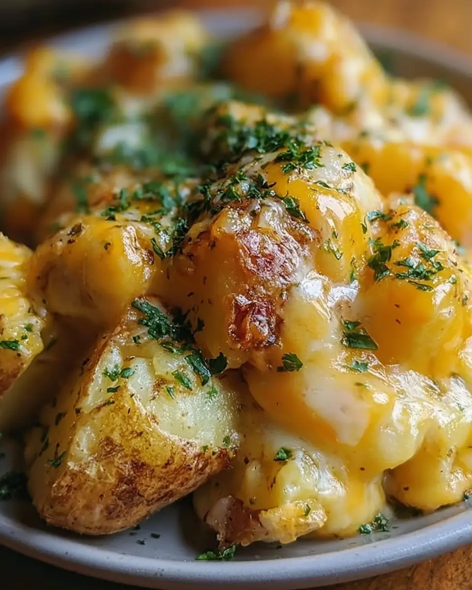 A delicious plate of 3-Ingredient Cheesy Ranch Potatoes-Quick Family Meals