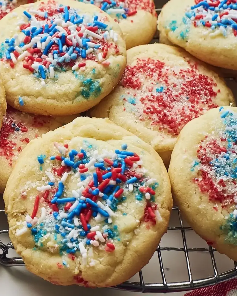 A delicious plate of 4th of July Cake Mix Cookies: Easy, Festive Treats Everyone Will Love