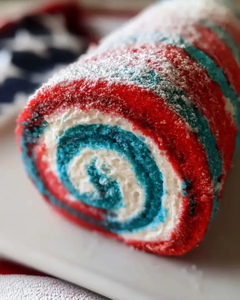 A delicious plate of 4th of July Cake Roll