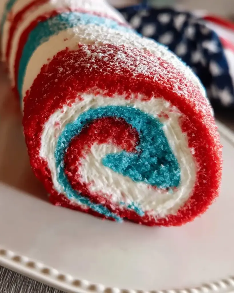 A delicious plate of 4th of July Cake Roll