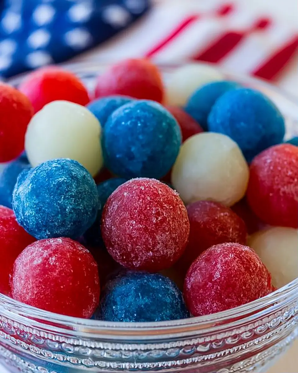 A delicious plate of 4th of July Frozen Jello Grapes: The Best Refreshing Treat