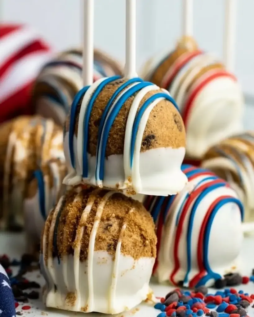 A delicious plate of 4th of July Vanilla Oreo Truffles