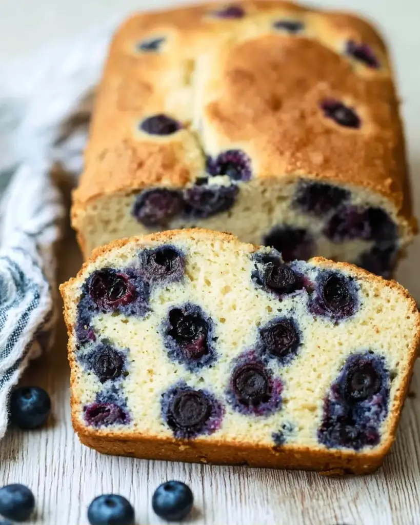 A delicious plate of 5 Ingredient Blueberry Bread
