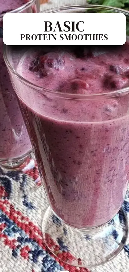 Pinterest pin (Design 2) for Template for Basic Protein Smoothies