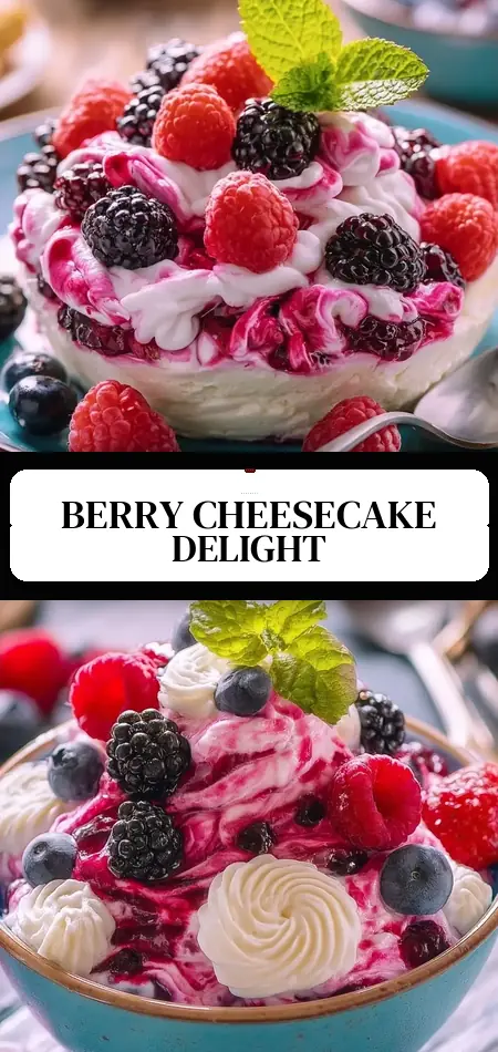 Pinterest pin (Design 3) for Mixed Berry Cheesecake Fluff