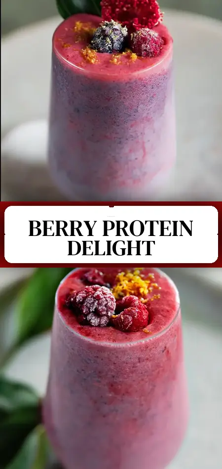 Pinterest pin (Design 3) for High-Protein Berry Smoothie