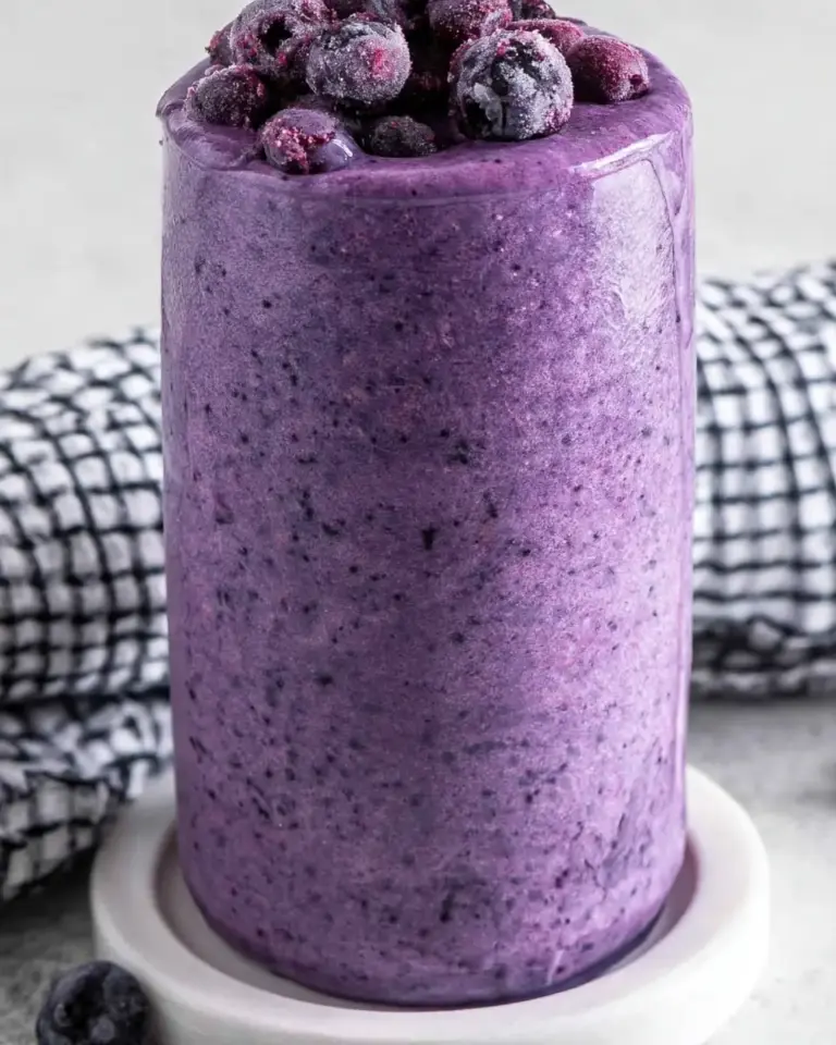 A delicious plate of Blueberry Protein Shake (High Protein Smoothie)