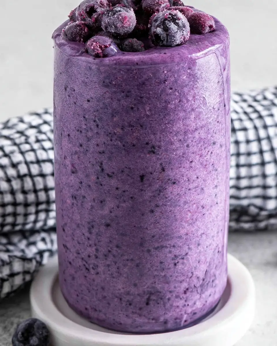 A delicious plate of Blueberry Protein Shake (High Protein Smoothie)