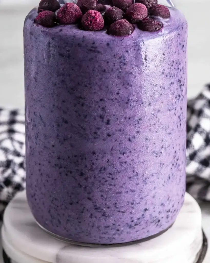 A delicious plate of Blueberry Protein Shake (High Protein Smoothie)