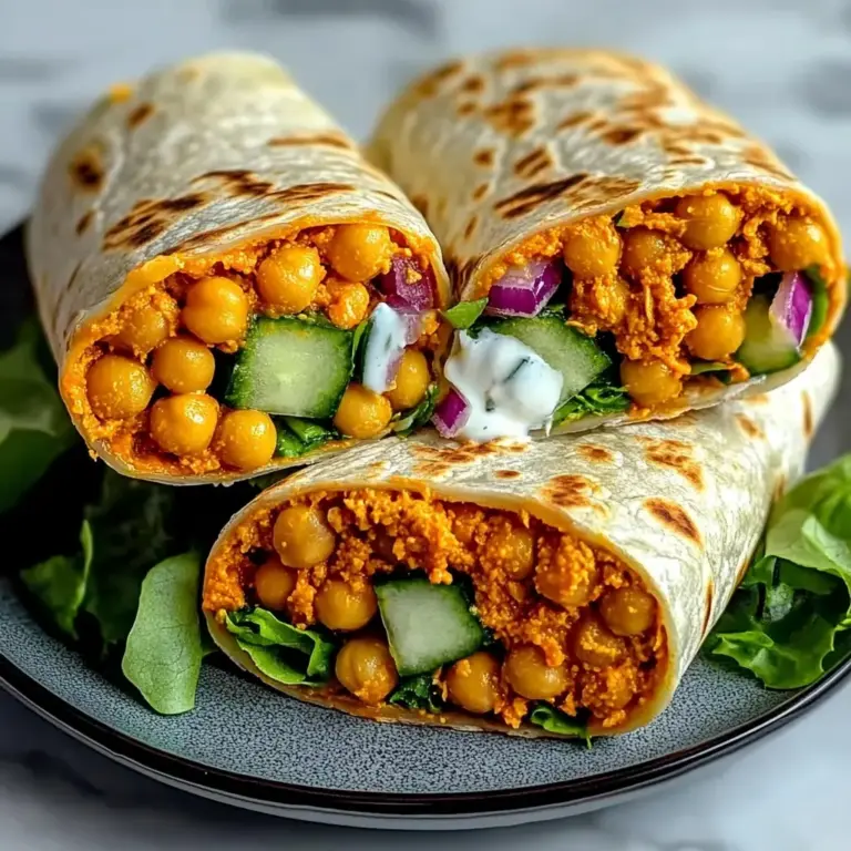 A delicious plate of Bold Buffalo Chickpea Wraps Easy Vegan Meal Prep