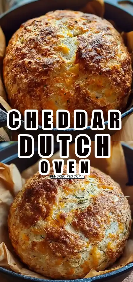 Pinterest pin (Design 1) for No Knead Cheddar Bread in the Dutch Oven