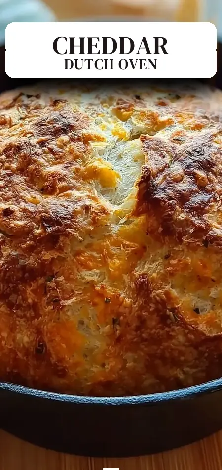 Pinterest pin (Design 2) for No Knead Cheddar Bread in the Dutch Oven