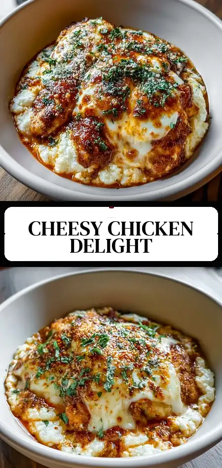 Pinterest pin (Design 3) for Cottage Cheese Chicken Parm Bowl