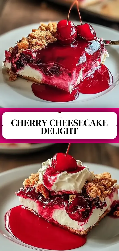 Pinterest pin (Design 3) for Cherry Cheesecake Dump Cake