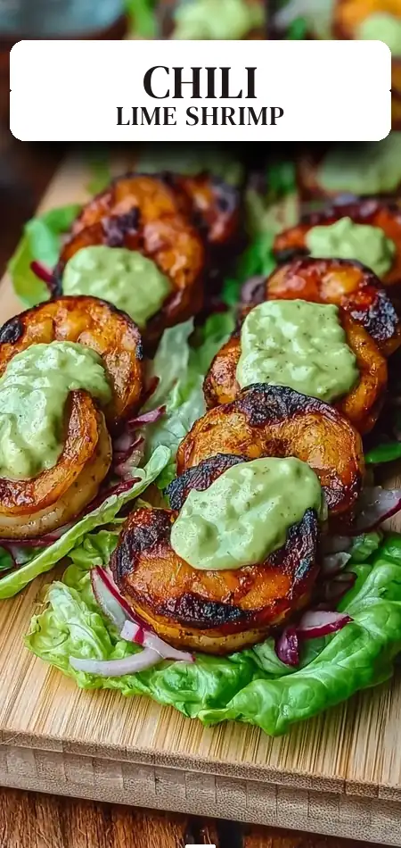 Pinterest pin (Design 2) for Sheet Pan Chili-Lime Shrimp Lettuce Wraps with Radish Slaw & Avocado Sriracha Crema