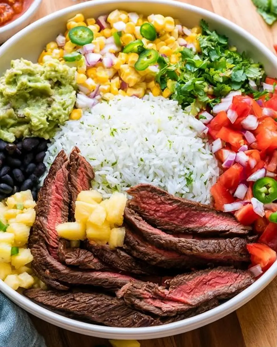 A delicious plate of CHIPOTLE STEAK BURRITO BOWL COPYCAT RECIPE