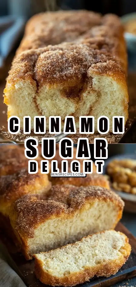 Pinterest pin (Design 1) for Cinnamon Sugar Donut Sweet Bread