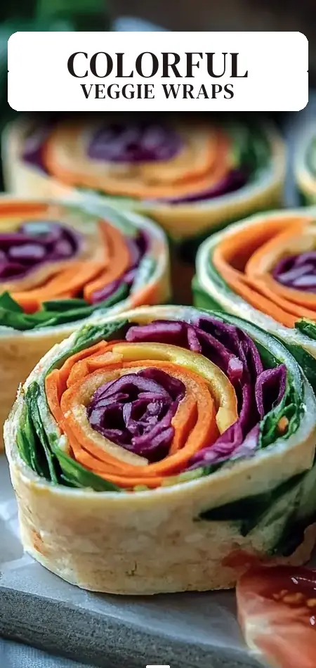 Pinterest pin (Design 2) for Rainbow Veggie Pinwheel Wraps Easy No-Cook Lunch Recipe for Healthy Meals