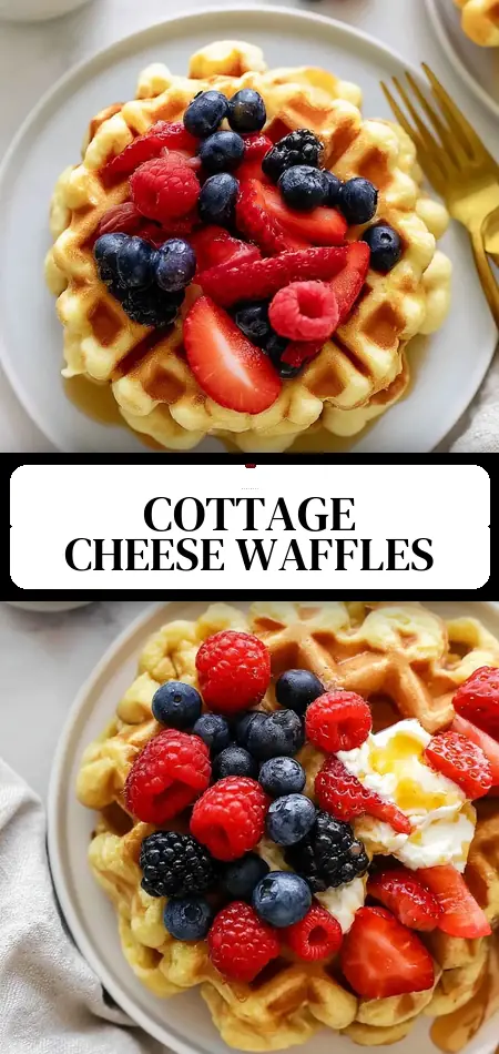 Pinterest pin (Design 3) for Cottage Cheese Waffles Recipe