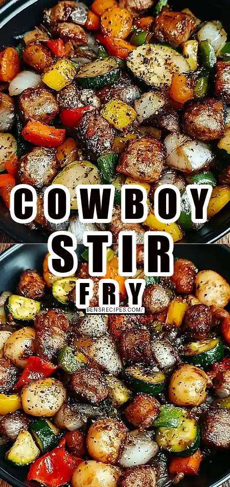 Pinterest pin (Design 1) for Flavor-Packed Blackstone Cowboy Stir Fry Dinner in Minutes