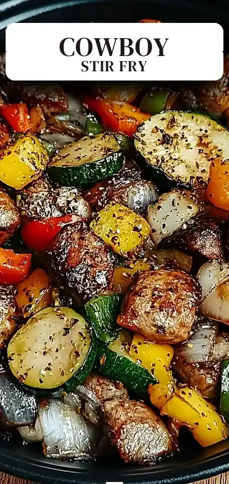 Pinterest pin (Design 2) for Flavor-Packed Blackstone Cowboy Stir Fry Dinner in Minutes