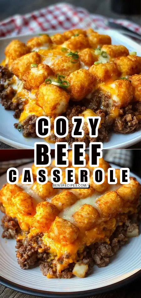 Pinterest pin (Design 1) for Tater Tot Casserole with Ground Beef: A Cozy Delight