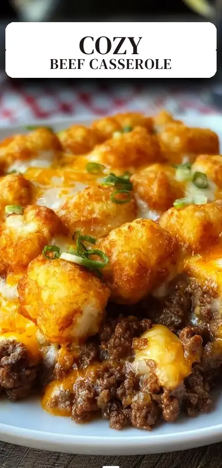 Pinterest pin (Design 2) for Tater Tot Casserole with Ground Beef: A Cozy Delight