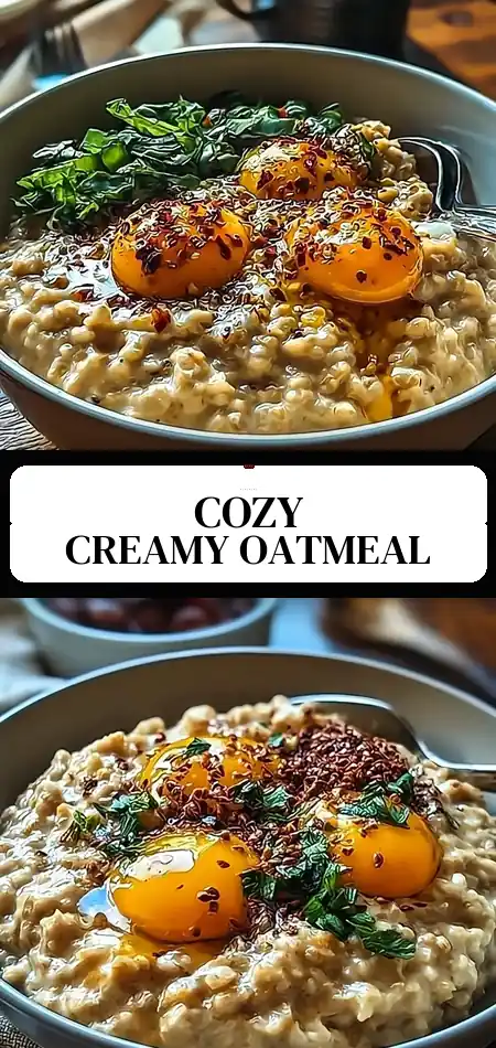 Pinterest pin (Design 3) for Creamy Savory Oatmeal Bowl for a Cozy, Nutritious Start
