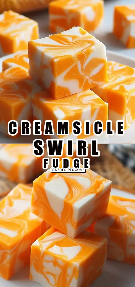 Pinterest pin (Design 1) for Orange Creamsicle Swirl Fudge