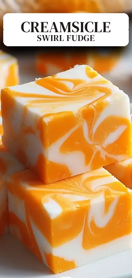 Pinterest pin (Design 2) for Orange Creamsicle Swirl Fudge