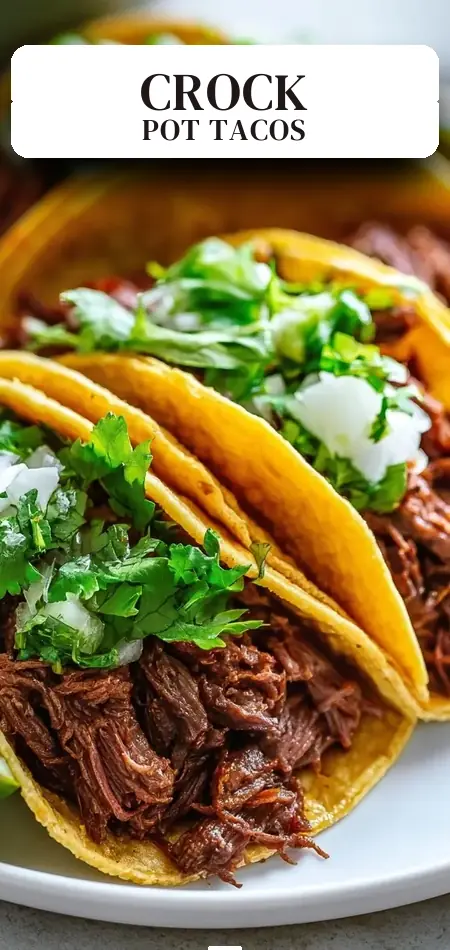 Pinterest pin (Design 2) for Easy Crock Pot Shredded Beef Tacos – Slow Cooker Perfection