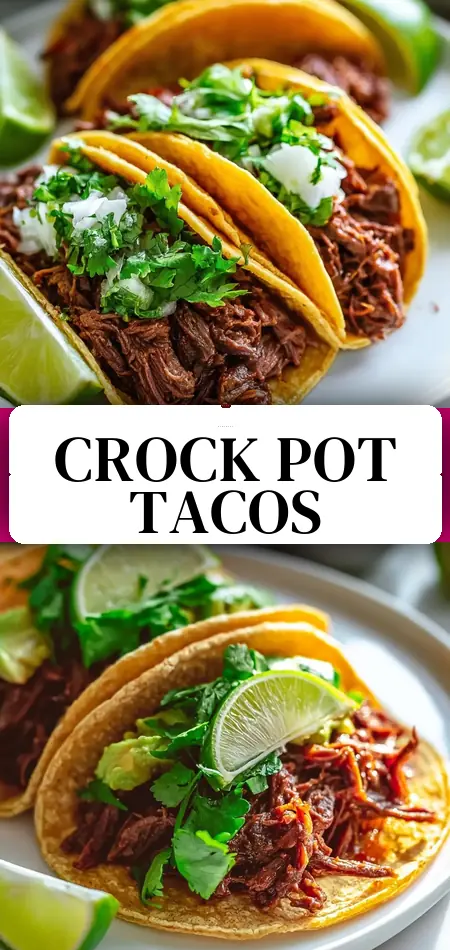 Pinterest pin (Design 3) for Easy Crock Pot Shredded Beef Tacos – Slow Cooker Perfection