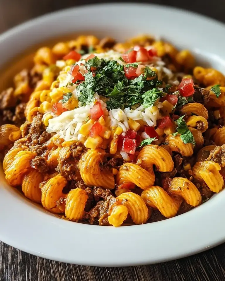 A delicious plate of Cheesy Taco Pasta
