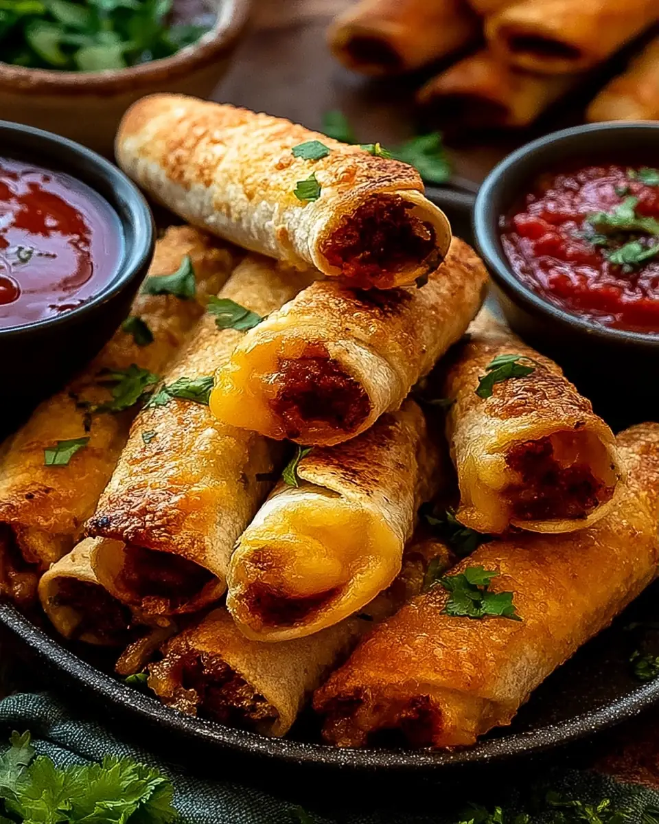 A delicious plate of Cheesy Taco Sticks