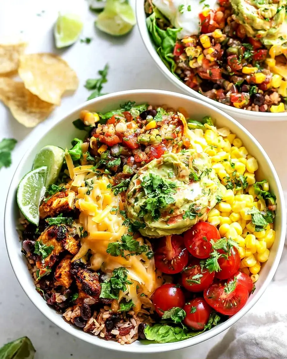 A delicious plate of Chicken Burrito Bowls