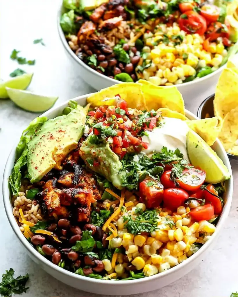 A delicious plate of Chicken Burrito Bowls