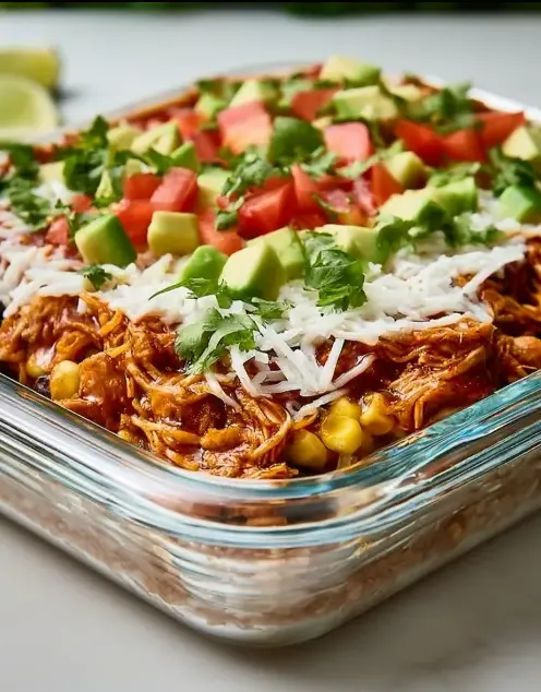 A delicious plate of Chicken Enchilada Bowls
