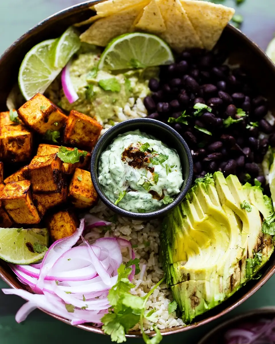 A delicious plate of Chipotle Tofu Burrito Bowls