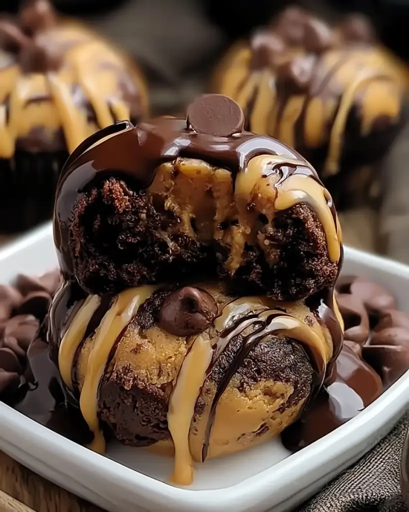 A delicious plate of Chocolate Chip Cookie Dough Brownie Bites