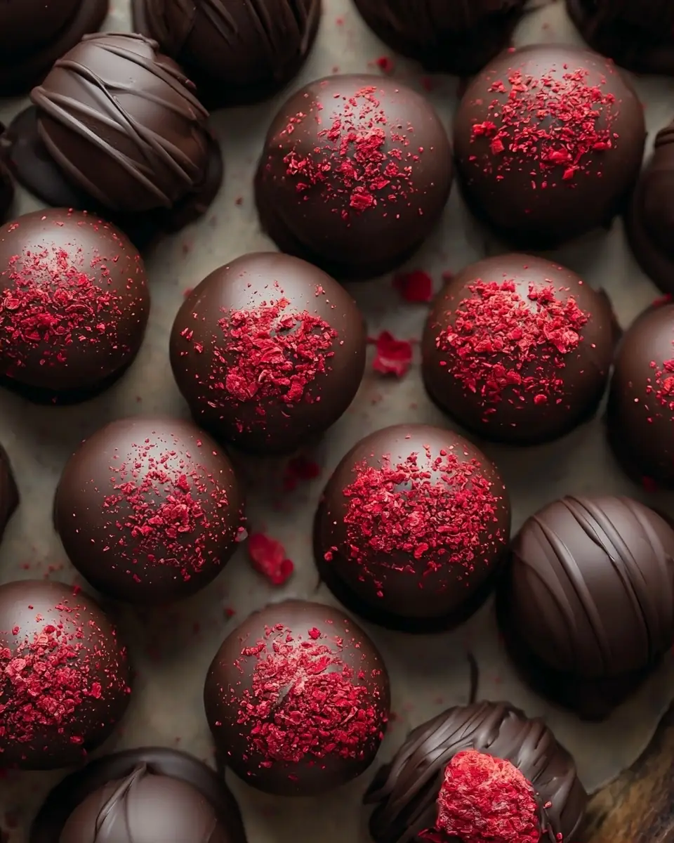 A delicious plate of Chocolate Raspberry Truffles