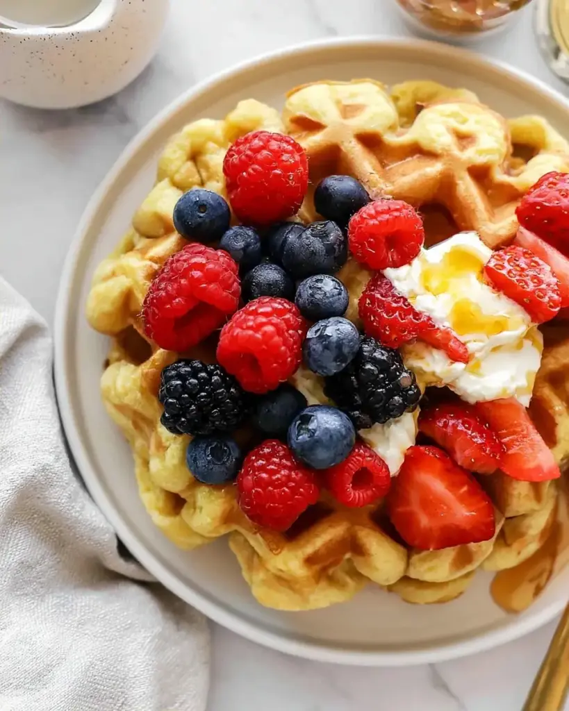 A delicious plate of Cottage Cheese Waffles Recipe