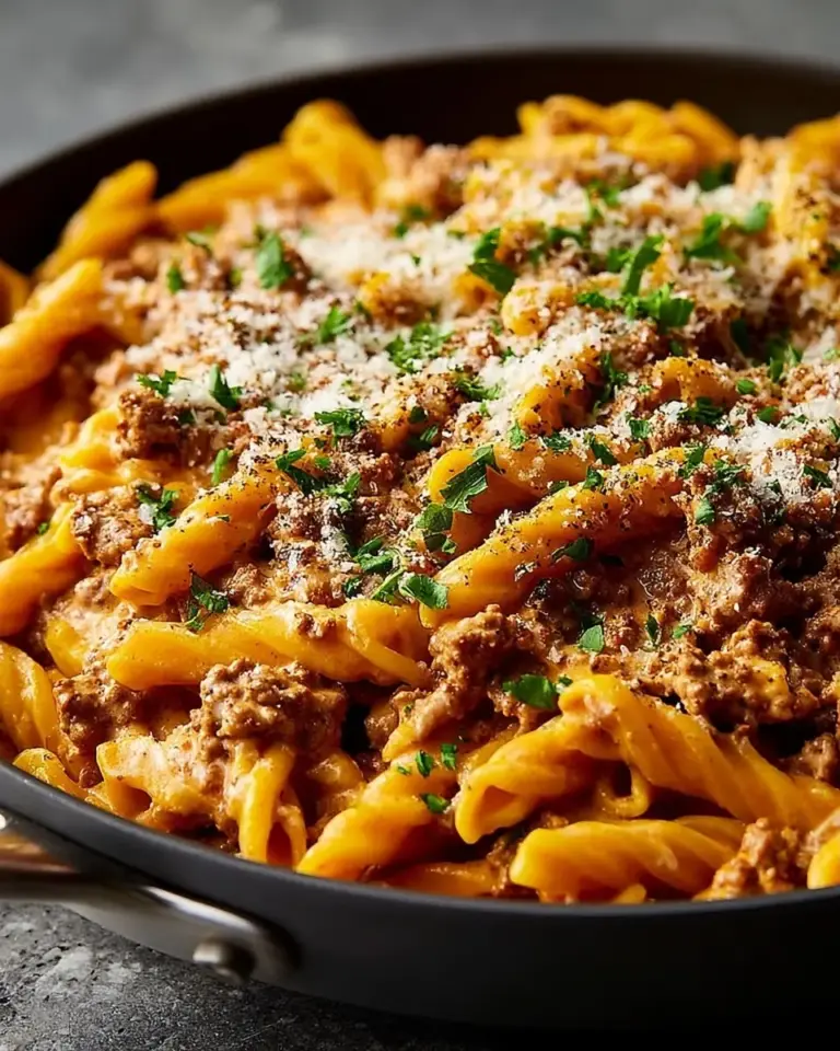 A delicious plate of Creamy Beef Pasta