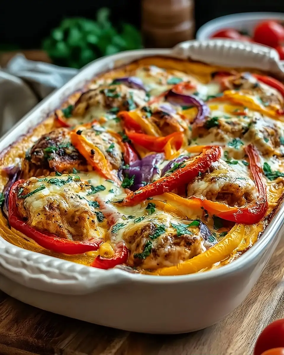 A delicious plate of Creamy Chicken Fajita Bake: Your Protein-Packed Dream