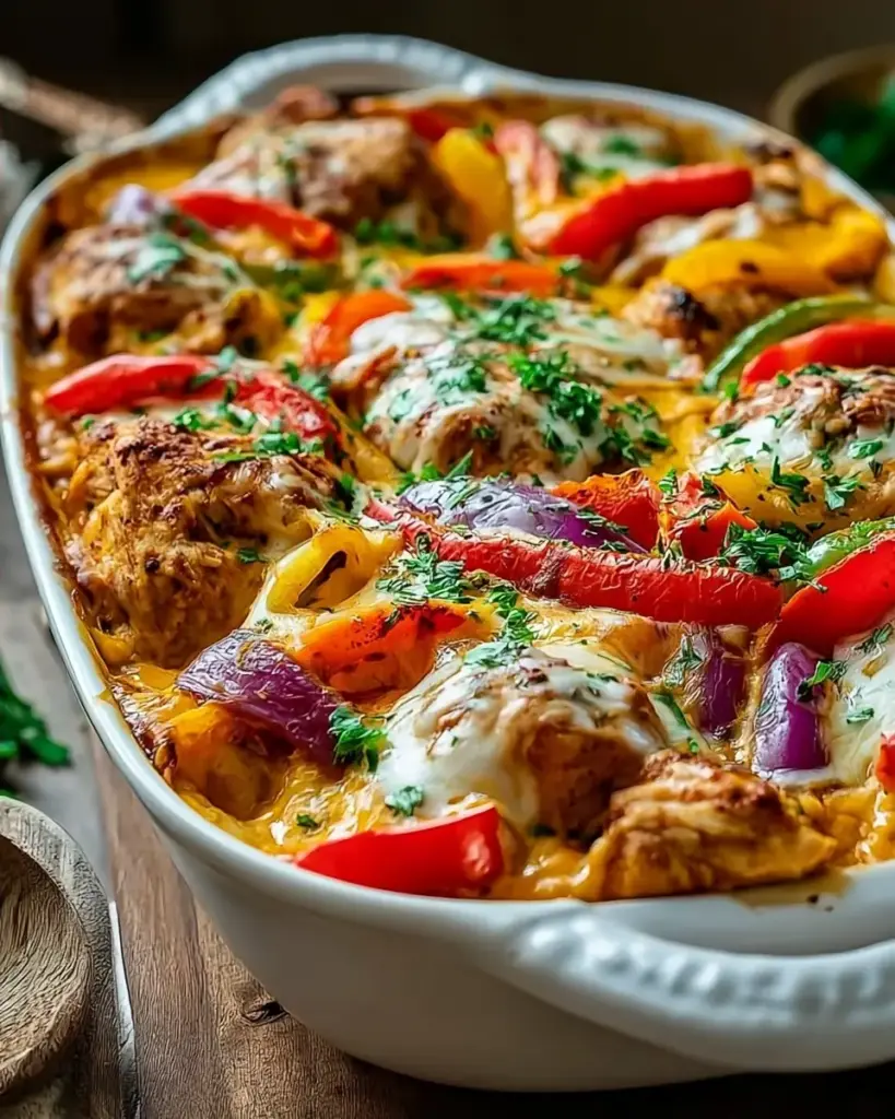 A delicious plate of Creamy Chicken Fajita Bake: Your Protein-Packed Dream