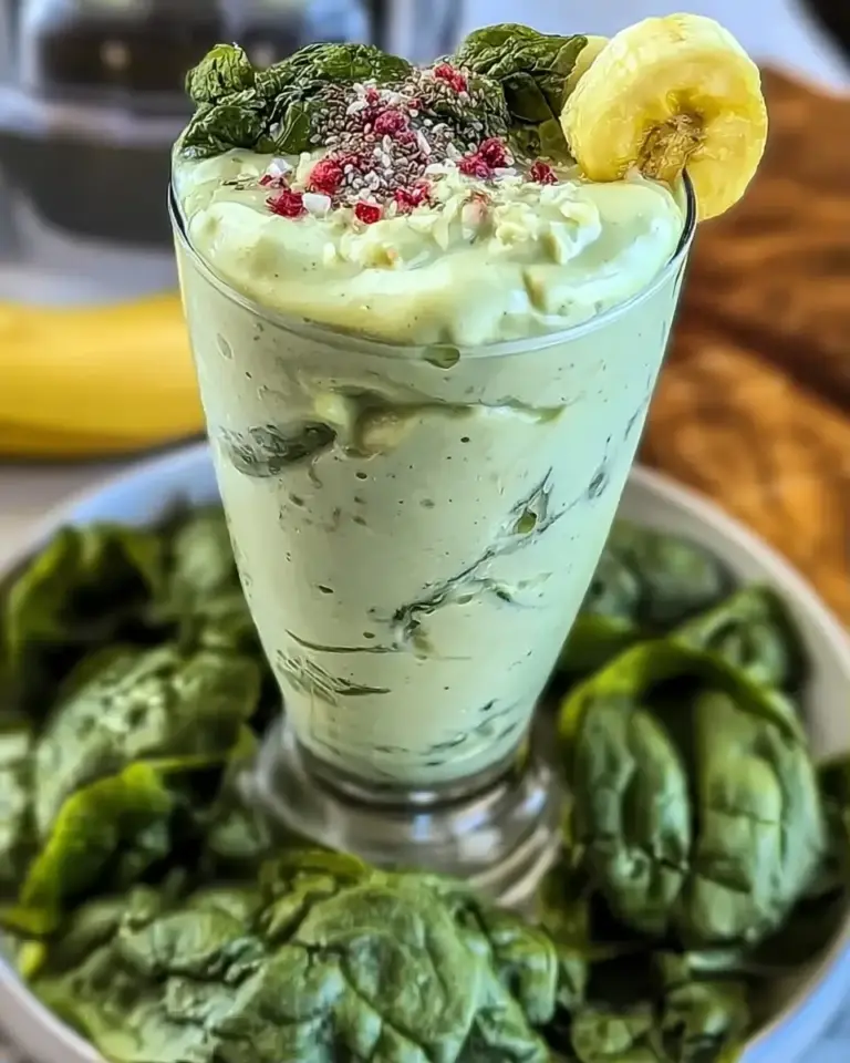 A delicious plate of Creamy Protein Smoothie Recipe Easy Healthy Breakfast with Banana and Spinach