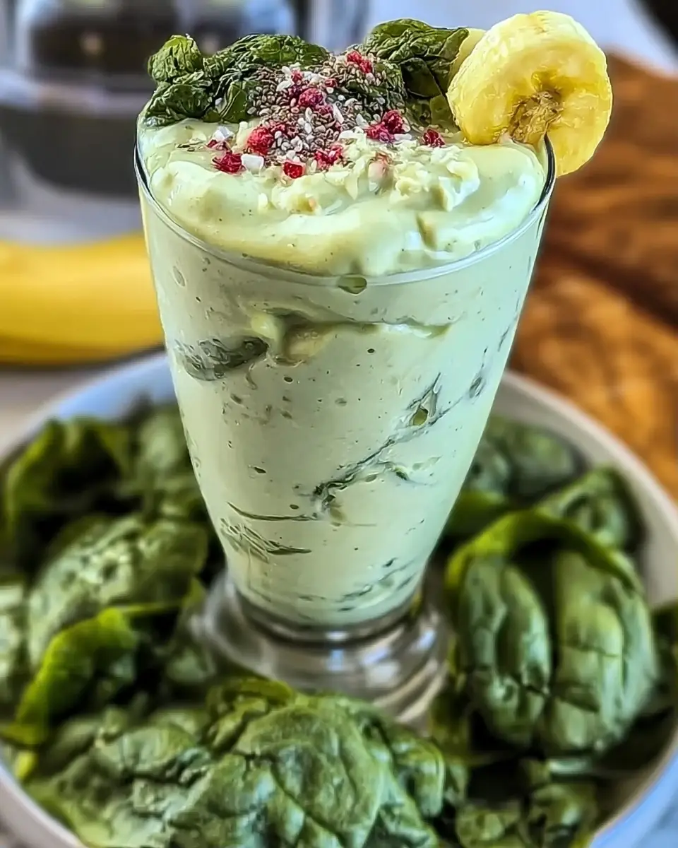 A delicious plate of Creamy Protein Smoothie Recipe Easy Healthy Breakfast with Banana and Spinach