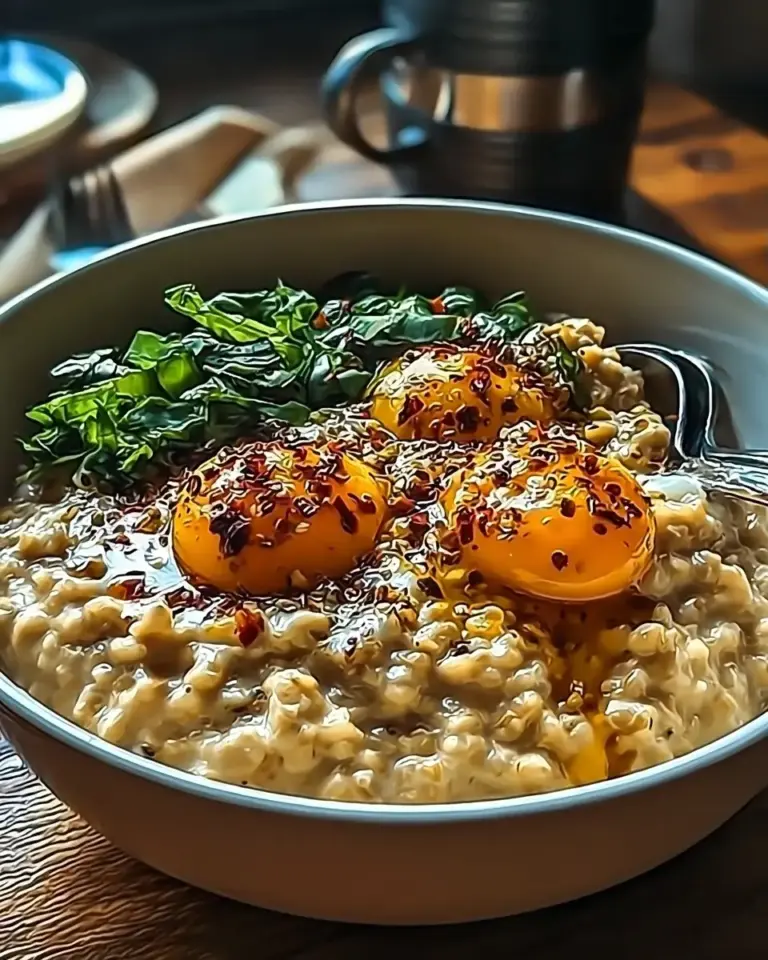 A delicious plate of Creamy Savory Oatmeal Bowl for a Cozy, Nutritious Start