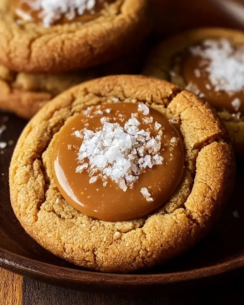 A delicious plate of Crispy Brown Butter Coffee Toffee Cookies with Sea Salt Topping