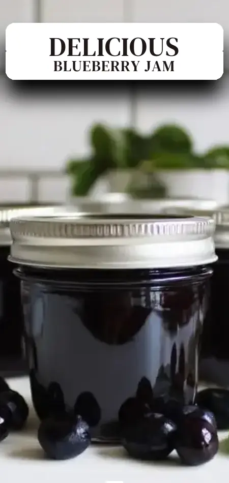 Pinterest pin (Design 2) for Blueberry Jam (without Added Pectin)